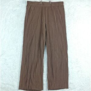 Bailey 44 Womens Pants Pleated Lounge Ribbed‎ Brown Wide Leg Casual Pull On XL